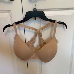 Aerie Real Happy Plunge Bra 36 DDD Nude